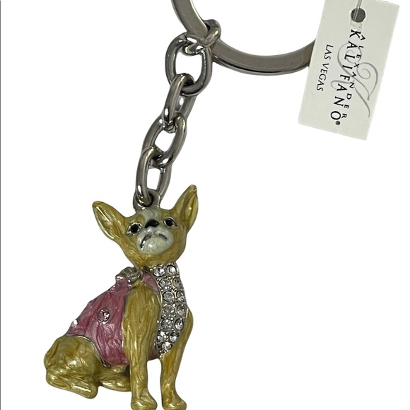 Alexander Kalifano Las Vegas “Ay Chiwawa” Key chain dog NWT rhinestones enamel - Picture 7 of 9